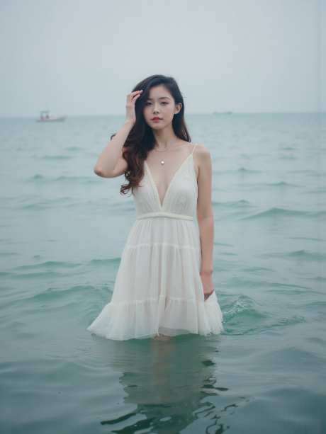 白色连衣裙的女人_AI图片下载_euler采样_960X1280像素-摄影,拍摄,水面-作品编号:2025060715219512-志设-zs9.com