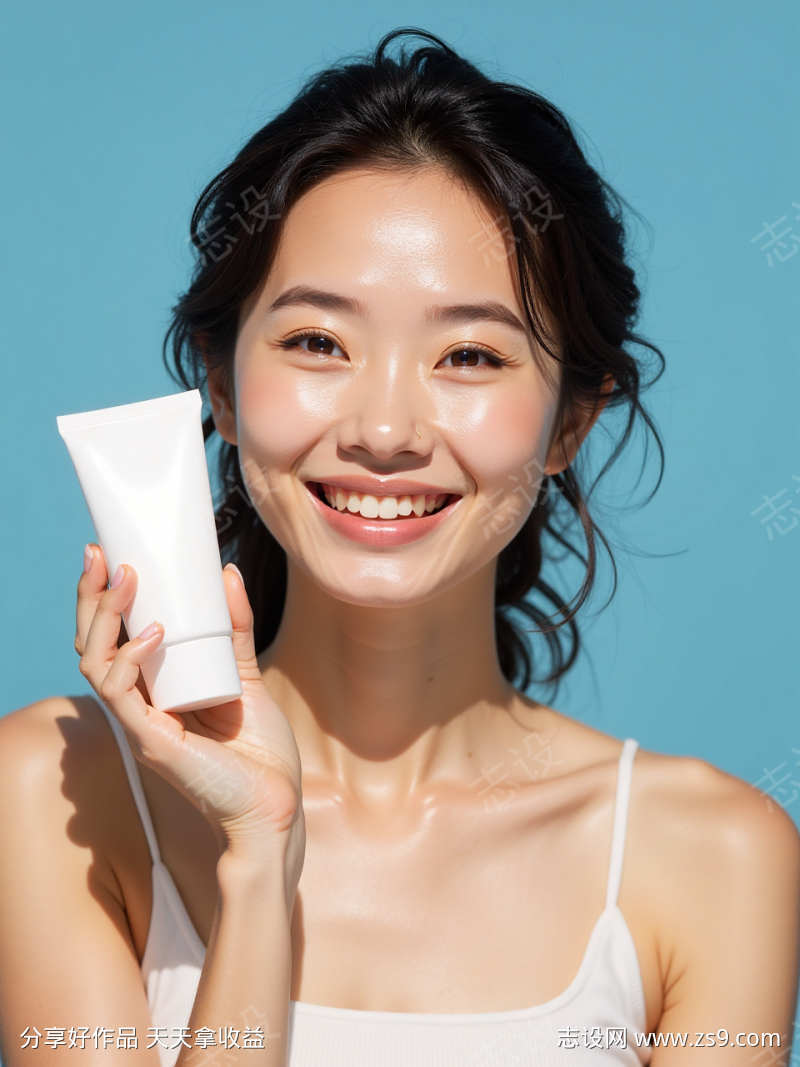 拿着白色防晒霜的女性的照片