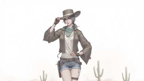 手绘牛仔少女_AI图片下载_euler采样_1536X864像素-短裤,仙人掌,牛仔-作品编号:2025060813533970-志设-zs9.com