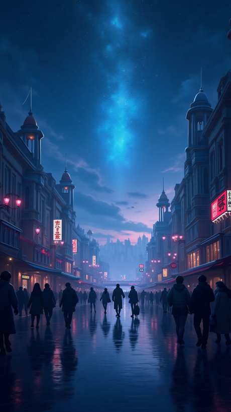 科幻的城市_AI图片下载_euler采样_864X1536像素-人物,夜晚,城市-作品编号:2025060908376324-源文件库-ywjfx.cn