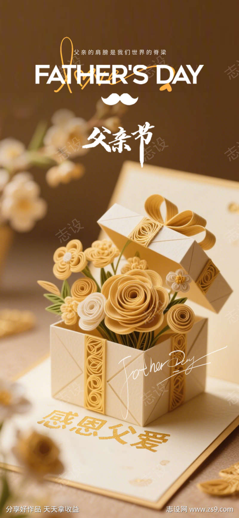 父亲节花朵海报