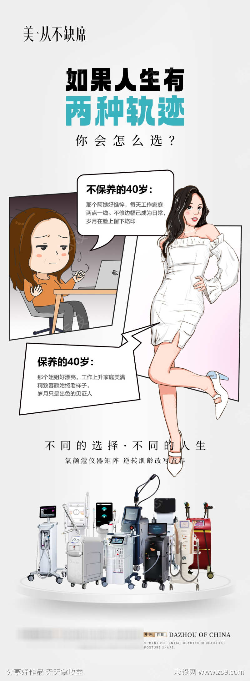 医美仪器插画海报长图