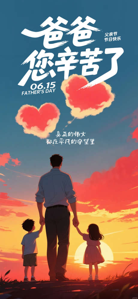 父亲节海报_源文件下载_PSD格式_1875X4060像素-亲子关系,夕阳,插画-作品编号:2025061015026719-志设-zs9.com