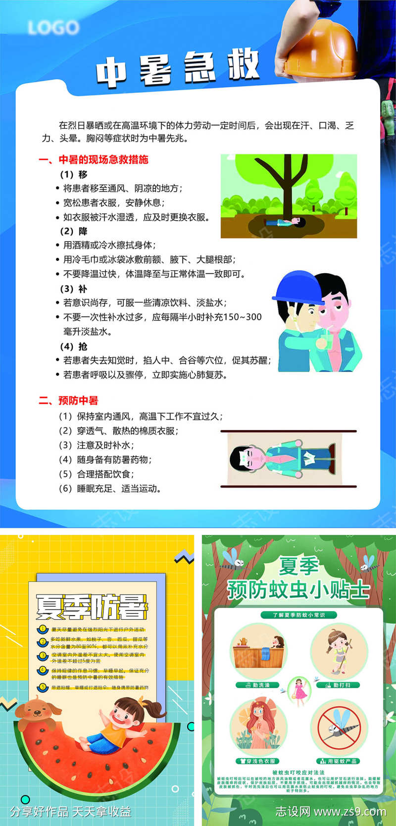 夏季中暑急救海报