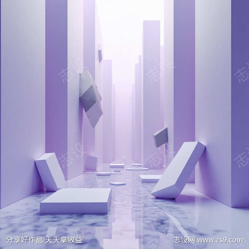 超现实几何悬浮破碎纪念碑谷