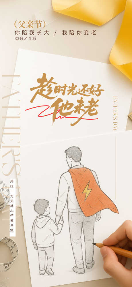 父亲节海报_源文件下载_PSD格式_1242X2687像素-陪伴,超人,父子-作品编号:2025061209561601-志设-zs9.com