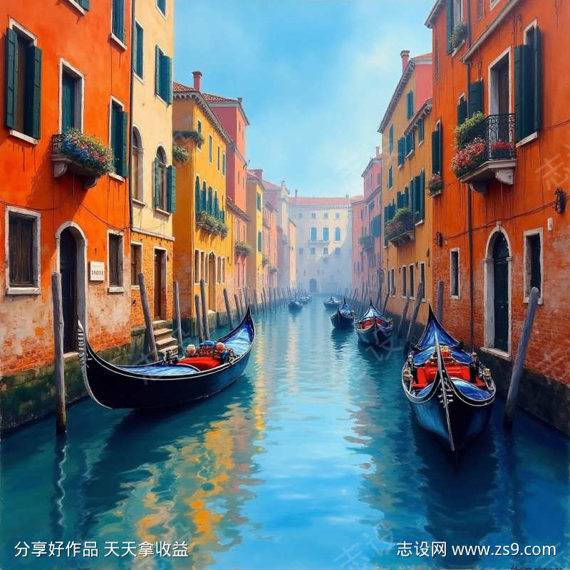 威尼斯水巷雨景