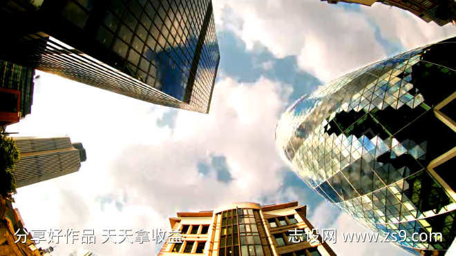 高楼大厦延时拍摄天空