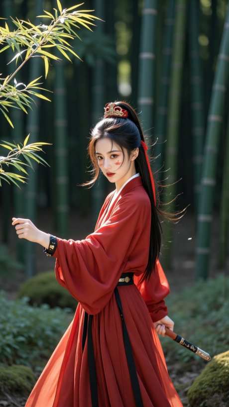 古风竹林女侠美女写实_AI图片下载_euler采样_864X1536像素-背景,写实,美女-作品编号:2025061414489415-志设-zs9.com