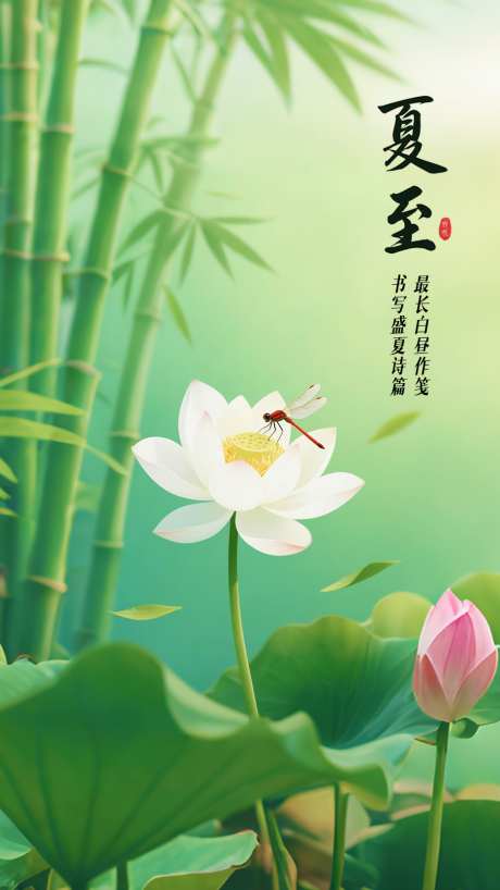 夏至小暑竹子蜻蜓荷花荷叶中式系列夏至海报_源文件下载_PSD格式_936X1664像素-系列,简约,夏天-作品编号:2025061510537496-志设-zs9.com