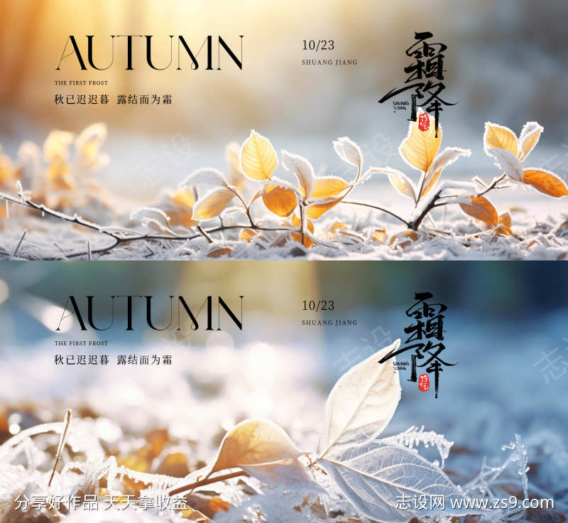 霜降节气海报
