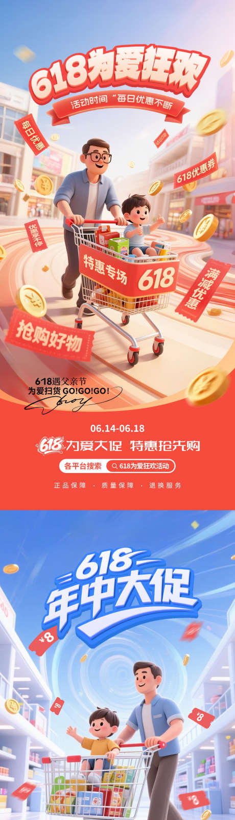 父亲节618预售大促购物车海报_源文件下载_PSD格式_1242X2688像素-购物,活动,满减-作品编号:2025061515397801-志设-zs9.com