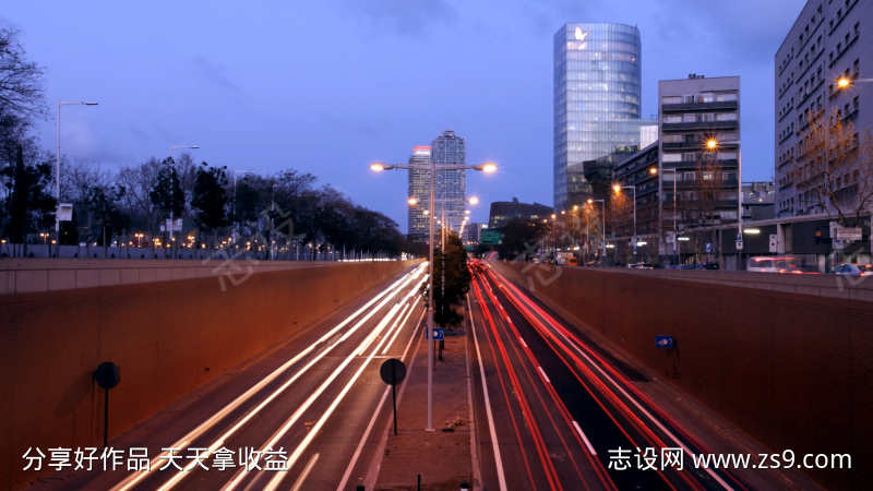 延时街景车流城市夜景