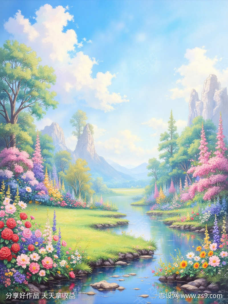 五颜六色的花朵插画