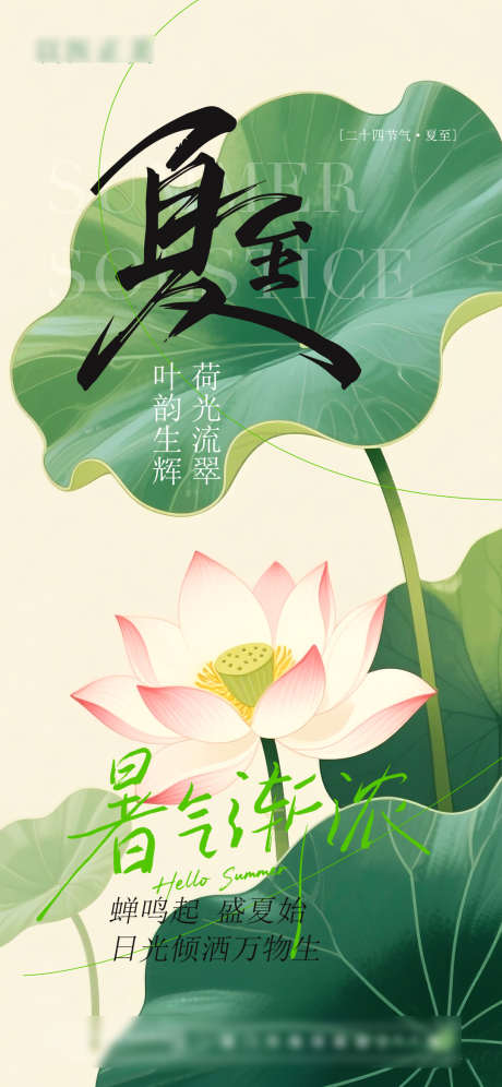 夏至节气海报_源文件下载_PSD格式_1080X2338像素-节气,夏至,荷花-作品编号:2025061715534573-志设-zs9.com