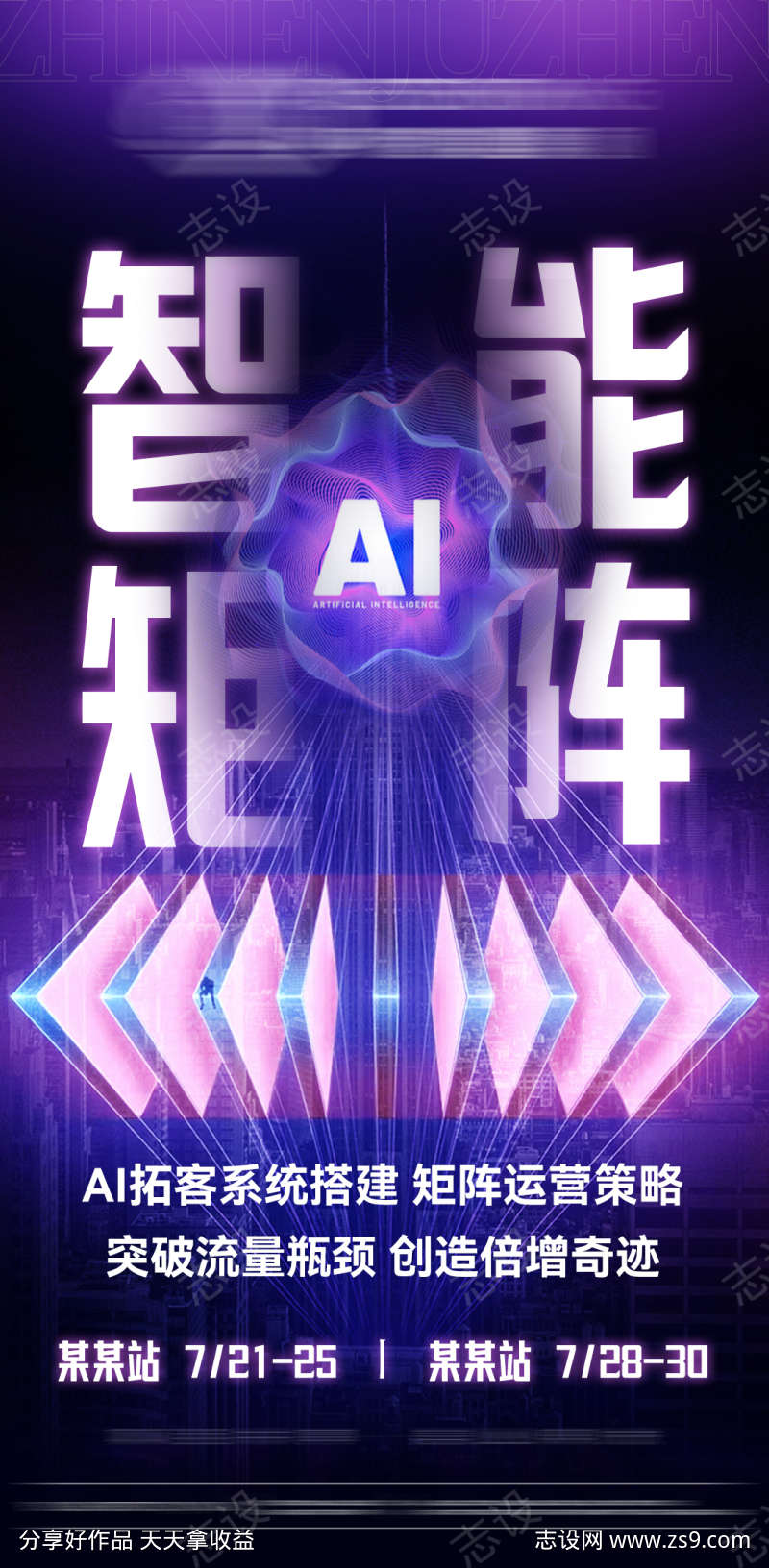 AI智能数字化科技造势海报