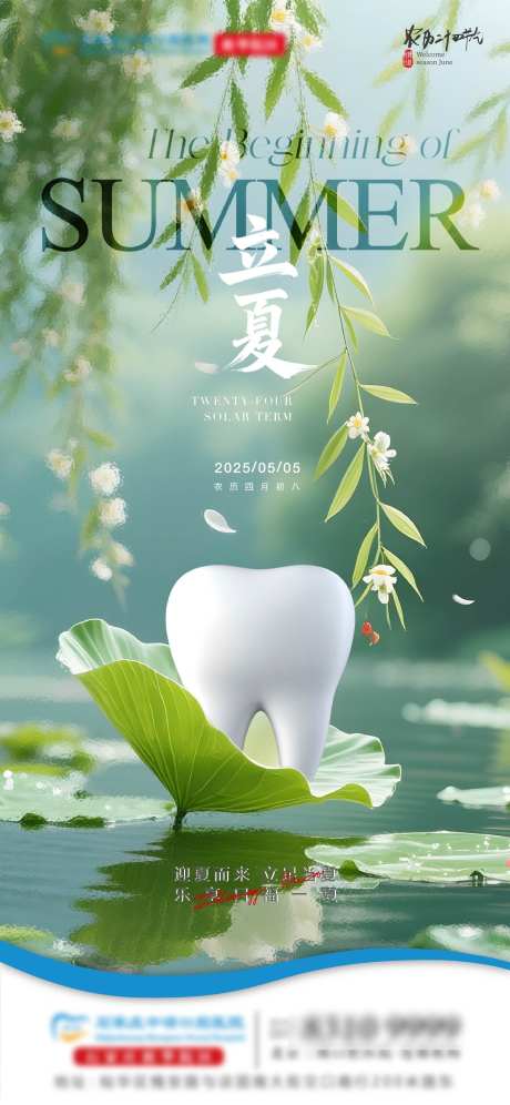 立夏口腔单图_源文件下载_AI,PSD格式_2250X4874像素-荷叶,牙齿,口腔-作品编号:2025061816595548-志设-zs9.com