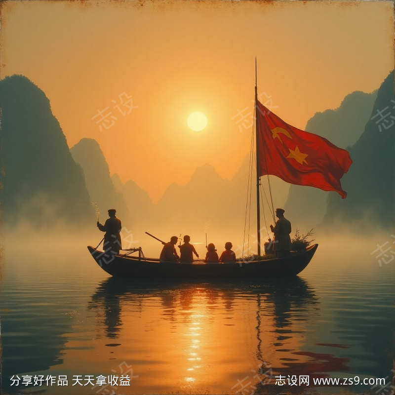 历史启航写实油画风