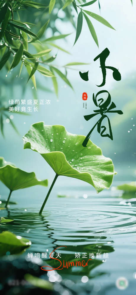 小暑节气海报_源文件下载_PSD格式_1242X2688像素-夏日,荷叶,海报-作品编号:2025062214537061-志设-zs9.com