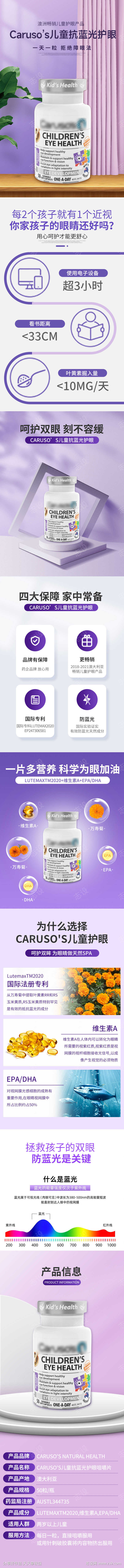 儿童抗蓝光护眼维生素详情页