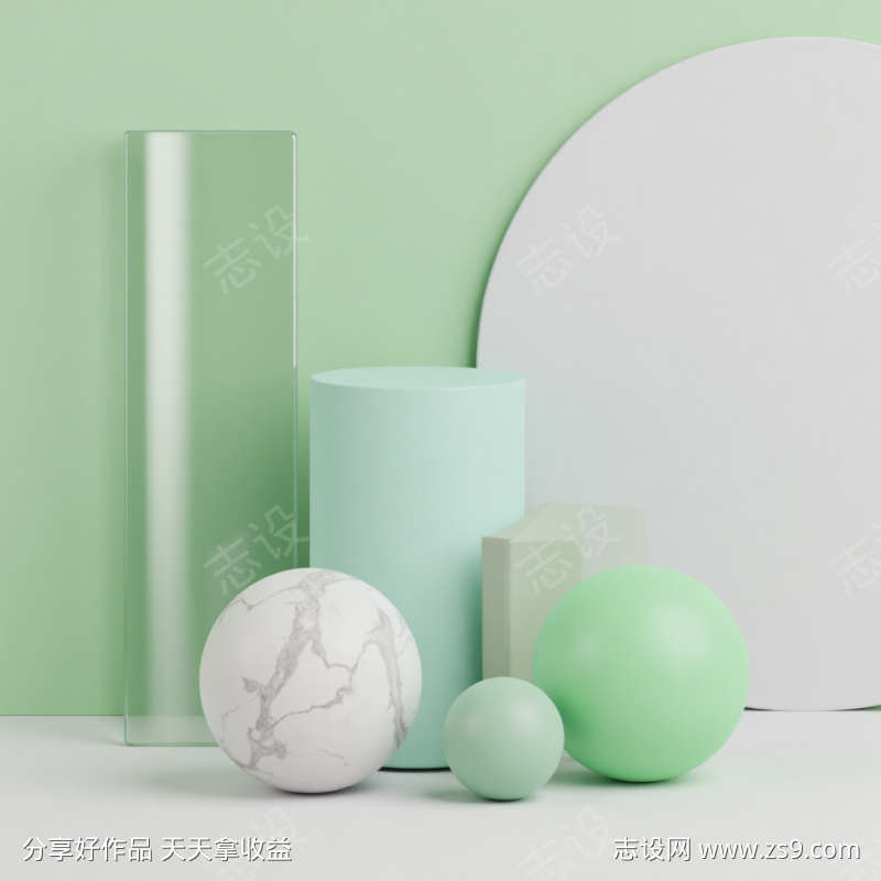 绿色清新电商产品主图展示平台背景