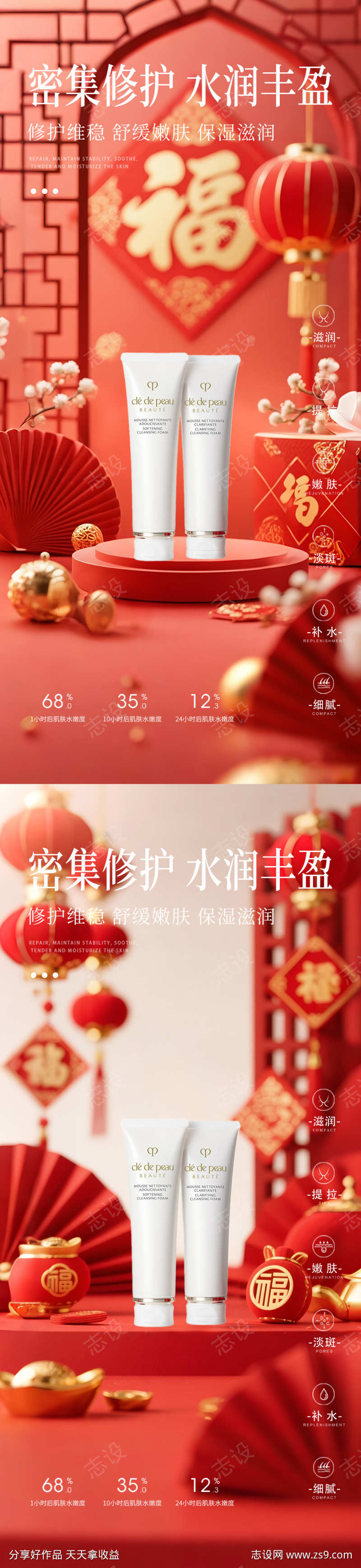 新年护肤品产品海报