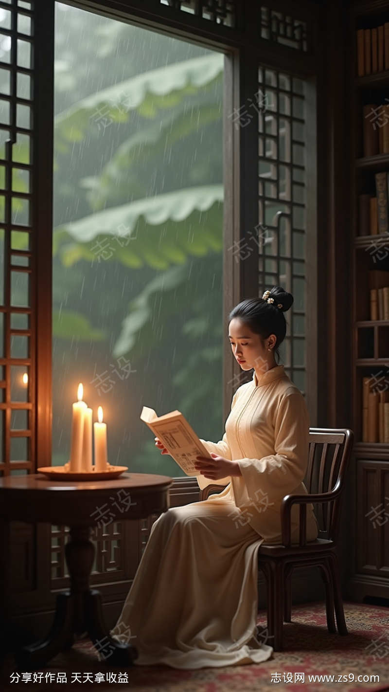 古风美女看书