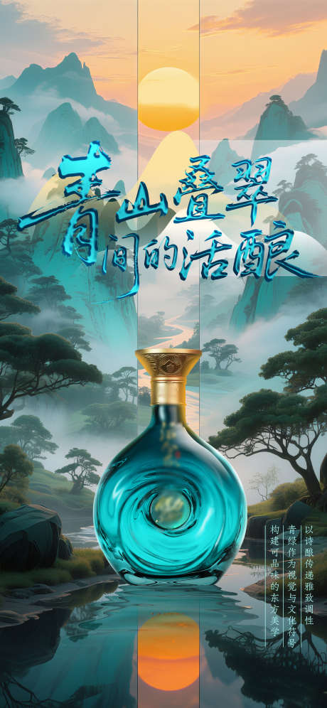 白酒青山绿水海报_源文件下载_PSD格式_2000X4331像素-错位,古风,酒-作品编号:2025062711261103-志设-zs9.com