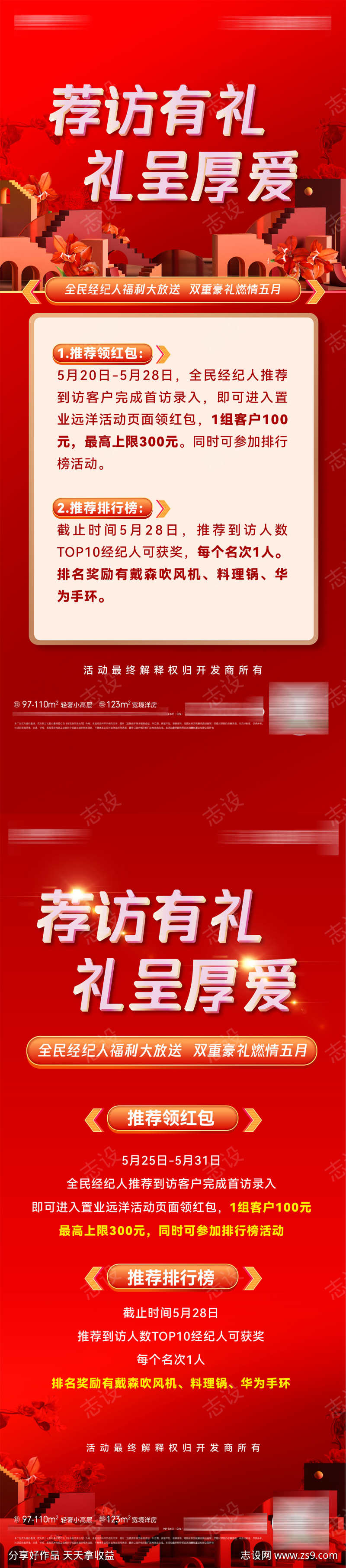 房产经纪人成交奖励福利放送政策海报