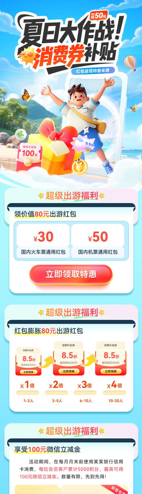 夏日大作战红包消费券优惠券权益返现补贴立_源文件下载_PSD格式_1200X4741像素-海报,立减金,补贴-作品编号:2025063013425088-志设-zs9.com