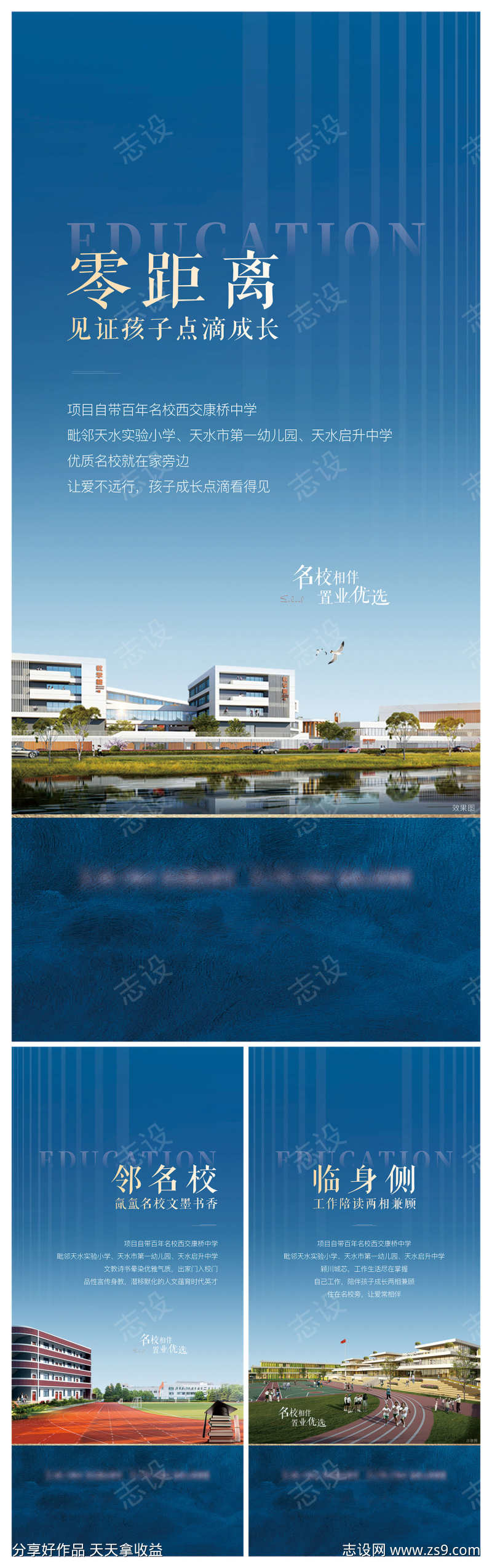 地产学区房教育住宅配套价值点海报