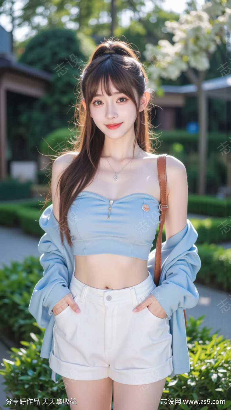 清纯可爱美女户外写真摄影海报