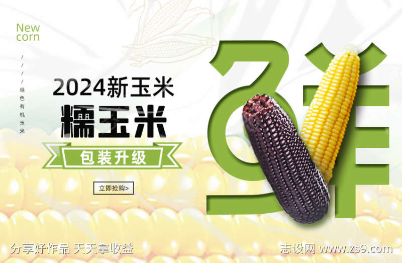 清新大气玉米宣传banner轮播主图