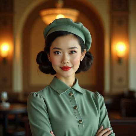 复古制服工作人员_AI图片下载_euler采样_1024X1024像素-服务员,餐厅,员工-作品编号:2025070409005660-志设-zs9.com