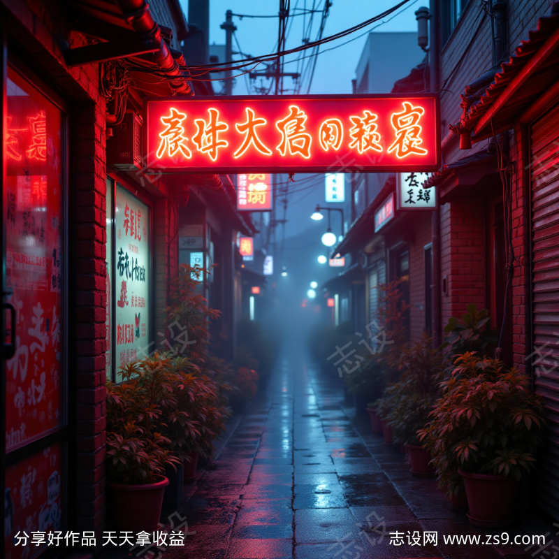 霓虹赛博字体海报