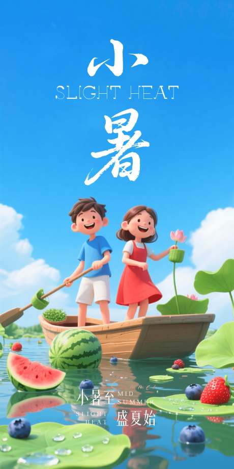 小暑节气卡通创意海报_源文件下载_PSD格式_1080X2160像素-创意,卡通,节气-作品编号:2025070616344819-志设-zs9.com