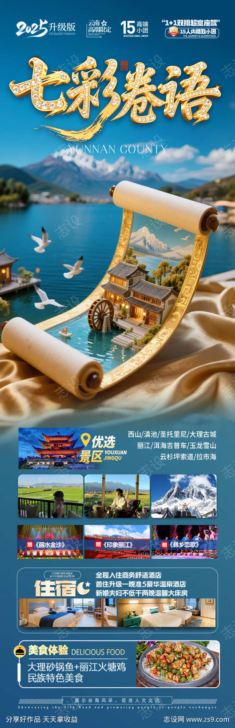 云南旅游海报昆明大理丽江西双版纳