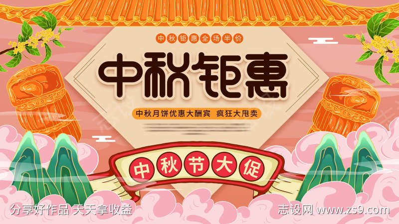 中秋钜惠展板