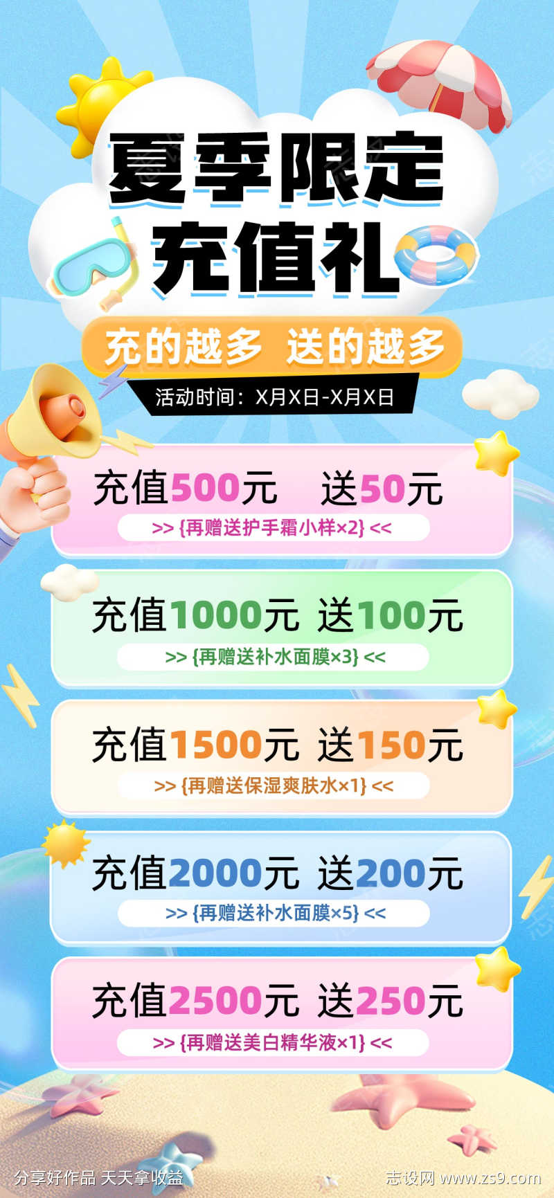 商品零售美容美妆夏季营销卖货充值3D全屏