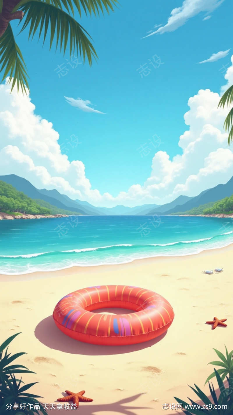 夏日沙滩游泳圈