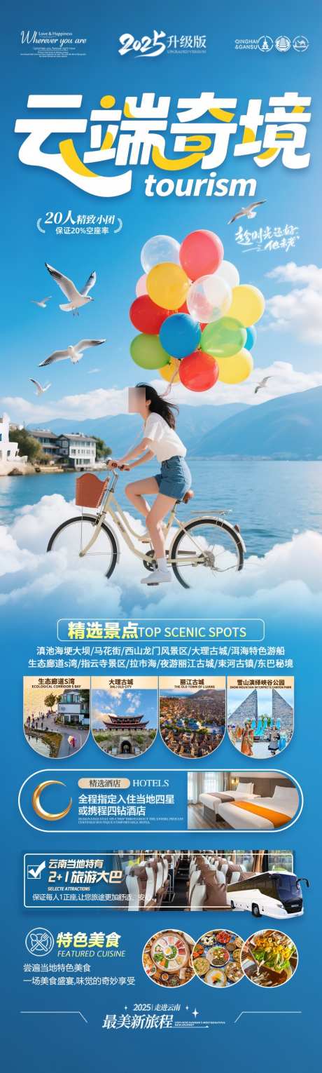 云南旅游海报昆明大理丽江西双版纳_源文件下载_PSD格式_900X2994像素-暑假,蜜月,国庆-作品编号:2025071411445103-素材库-www.sucai1.cn