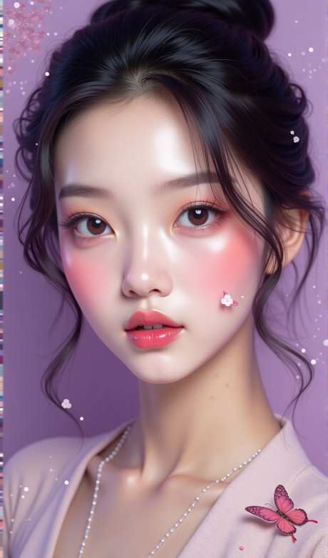医美人物模特_AI图片下载_euler采样_904X1536像素-质感,紫色系,模特-作品编号:2025071420399625-志设-zs9.com