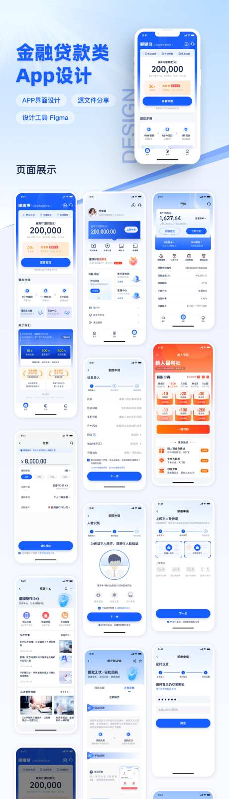 金融贷款类APP界面设计_源文件下载_FIGMA格式_2880X13998像素-UI,app,借款-作品编号:2025071509479626-设计导航-shejidh.cn