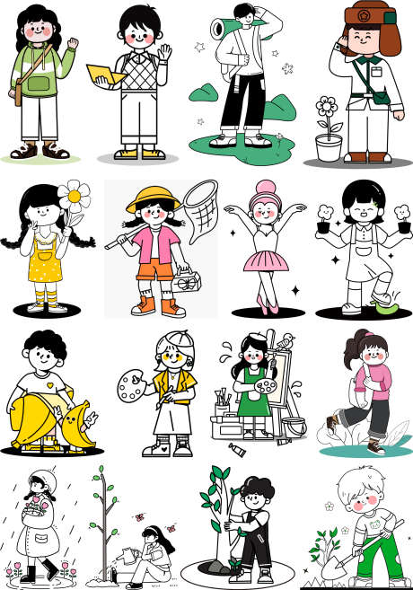 人物插画合集5_源文件下载_PSD格式_2576X3681像素-画架,植树节,青春-作品编号:2025071512022495-志设-zs9.com