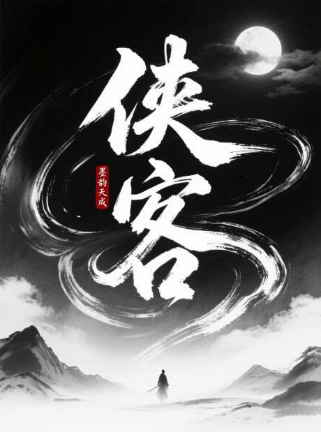 侠客艺术字_AI图片下载_采样_880X1184像素-山水,武侠,水墨-作品编号:2025071521043995-志设-zs9.com