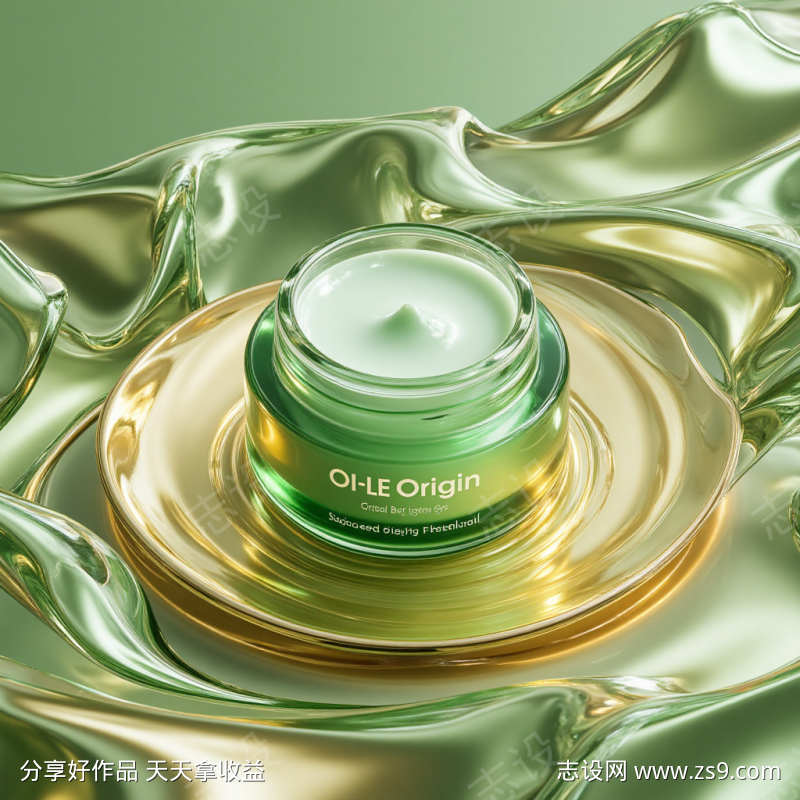 绿色美妆护肤产品背景