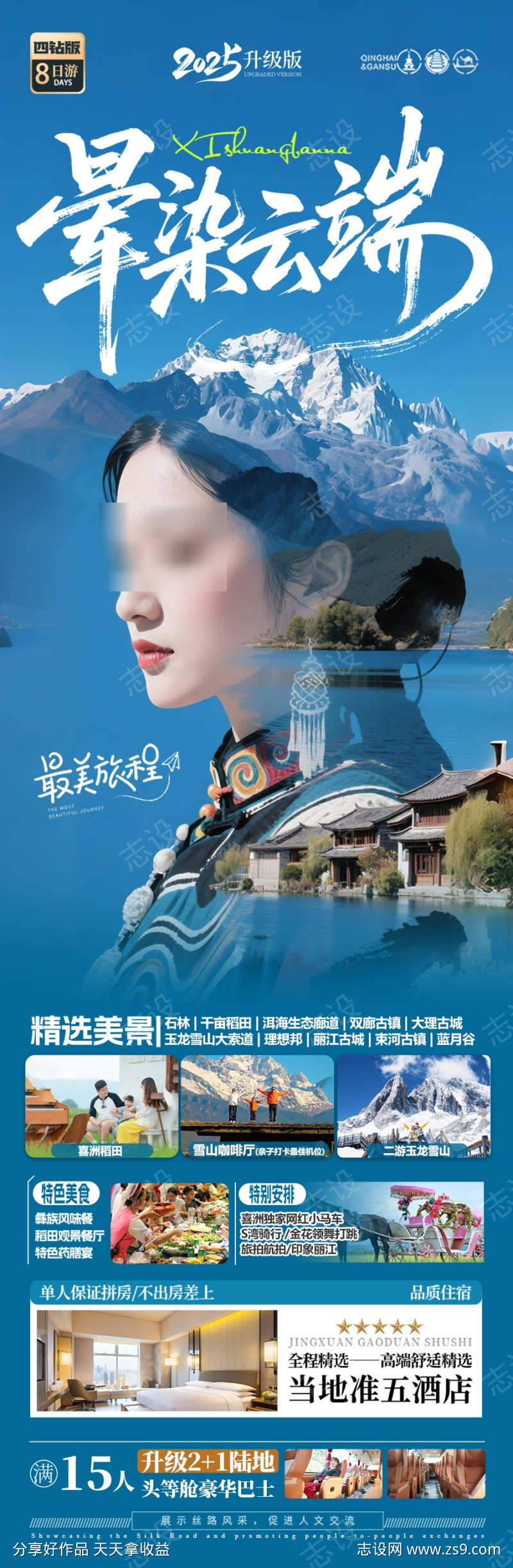 云南旅游海报昆明大理丽江西双版纳
