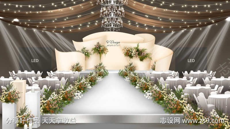 香槟色婚礼美陈