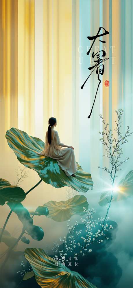 大暑小暑处暑节气节日海报_源文件下载_PSD格式_1480X3200像素-女人,东方,莲花-作品编号:2025071914202543-志设-zs9.com