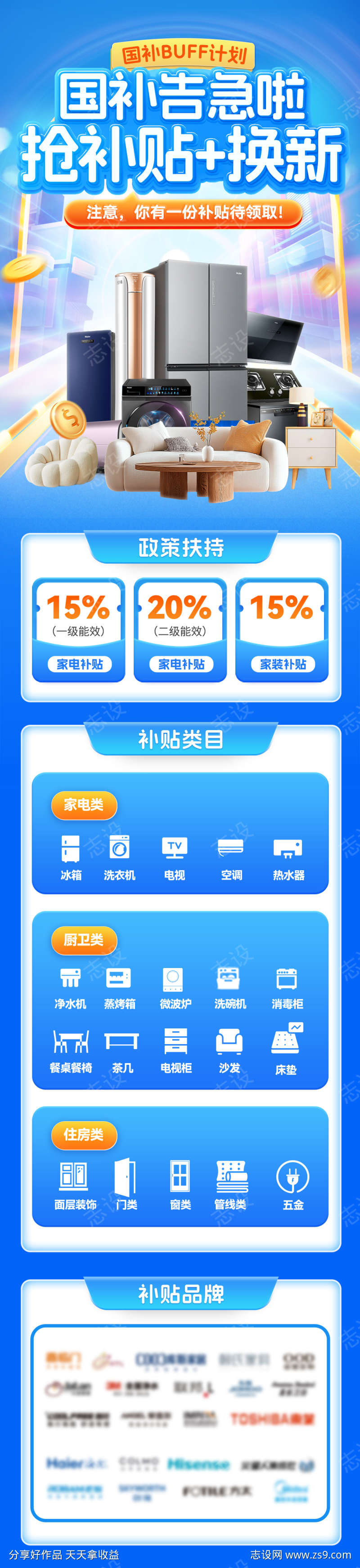 国补家装家居家具家电补贴以旧换新海报